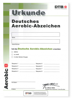 Aerobic-Abzeichen Urkunde plus Prüfkarte 